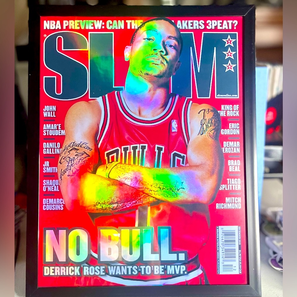Derrick Rose Chicago Bulls Slam Magazine Holographic Framed Poster 8.5 x 11